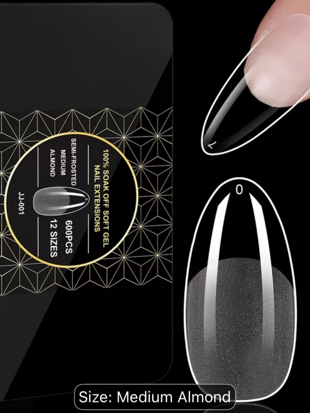 Clear Medium Almond Nail Extensions - 600pcs